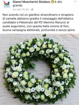 Tarquinia - Il post Facebook con la corona funebre