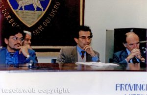 Viterbo - Piero Ottone con Gad Lerner e Marcello Veneziani