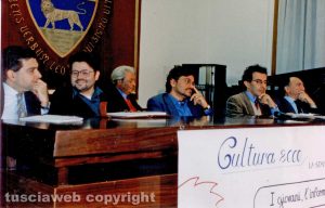 Viterbo - Piero Ottone con Gad Lerner, Marcello Veneziani, Carlo Galeotti e Marcello Meroi