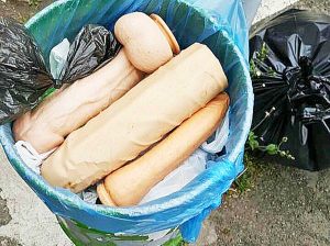 Viterbo - Tre grossi falli di gomma in un cestito della città