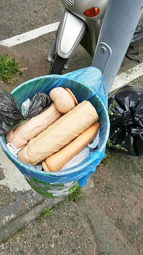 Viterbo - Tre grossi falli di gomma in un cestito della città