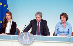 Madia, Gentiloni e Lorenzin in conferenza stampa