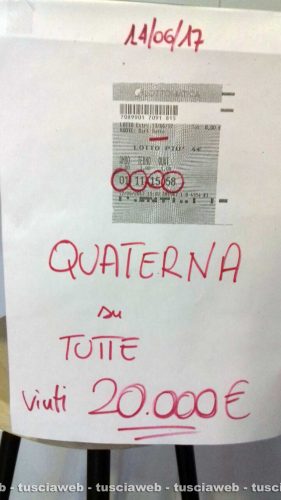 Soriano nel Cimino - Vincita di 20mila euro