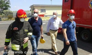 Viterbo - Incendio all'impianto di Casale Bussi - Il sopralluogo del sindaco Michelini e del presidente Mazzola
