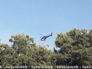 Bolsena - Incendio al parco di Turona - L'intervento dell'elicottero