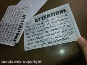 Viterbo - L'ordinanza sindacale ritiro rifiuti
