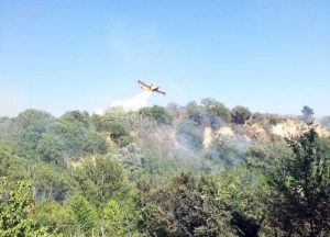 Viterbo - Vastissimo incendio a Sant'Angelo di Roccalvecce - L'intervento del canadair