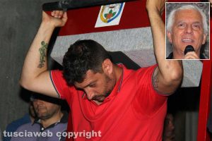 Viterbo – Santa Rosa – Le prove di portata dei facchini - Nel riquadro: Massimo Mecarini