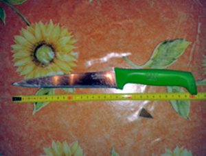 Vetralla - Il coltello usato dalla donna per minacciare la coppia di anziani 