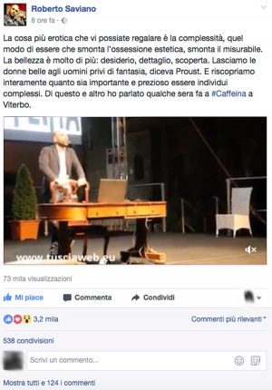 La pagina facebook di Roberto Saviano