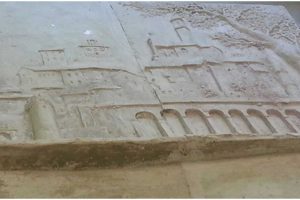 Vetralla - Il bassorilievo in cemento per le mura di via della Pietà