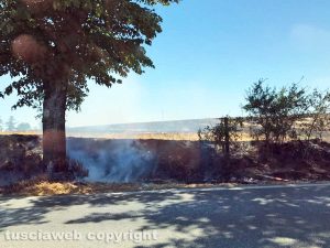 Viterbo - Incendio sulla cassia Nord, nei pressi del deposito del gas