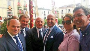 Marco Ciorba con il presidente della regione Campania Vincenzo De Luca, il sindaco di Nola Geremia Biancardi e il sindaco di Sassari Nicola Sanna