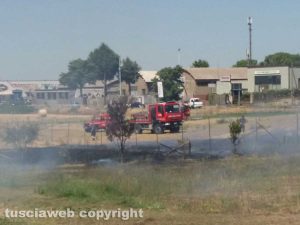 Viterbo - Sterpaglie in fiamme sulla Tuscanese