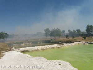Viterbo - Sterpaglie in fiamme sulla Tuscanese