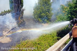 Viterbo - Incendio lungo la superstrada