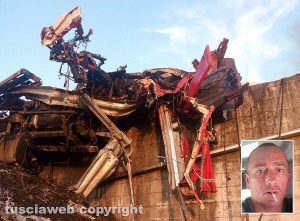 Viterbo - Superstrada - Camion esce di strada e va a fuoco - Nel riquadro: Antonio Russo