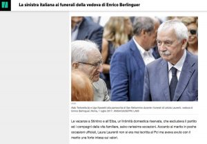 Huffington Post - Ugo Sposetti ai funerali di Letizia Laurenti, moglie di Enrico Berlinguer
