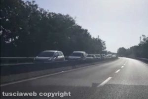 Viterbo - La coda sulla Superstrada verso il capoluogo