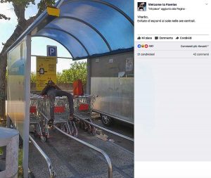 Viterbo - I carrelli della spesa come letto - La foto postata da Welcome to favelas