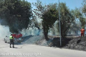 Tuscania - Incendio nel quartiere ex Gescal