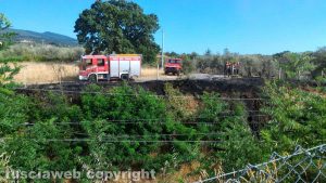 Incendio nei pressi di una ferrovia
