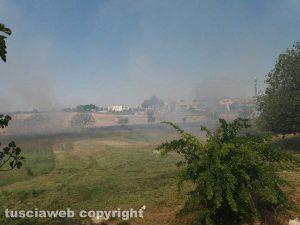 Viterbo - Sterpaglie in fiamme sulla Tuscanese