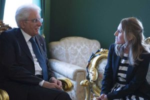 Il presidente della repubblica Sergio Mattarella con Lucia Borsellino