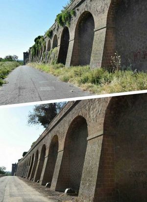 Vetralla - Via del Cimitero vecchio prima e dopo gli interventi 