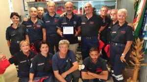Il nucleo di protezione civile dell'associazione nazionale Carabinieri ad Amatrice
