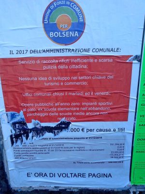 Bolsena - Manifesti opposizione strappati