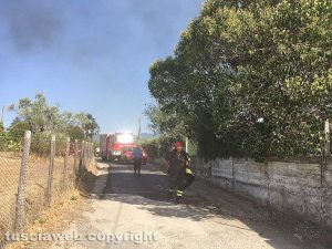 Viterbo - L'incendio tra Ponte di Cetti e lo svincolo della superstrada