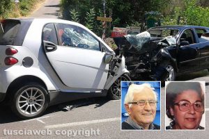 Vetralla - Frontale tra auto - Luciano Di Gregorio e Luigina Graziani