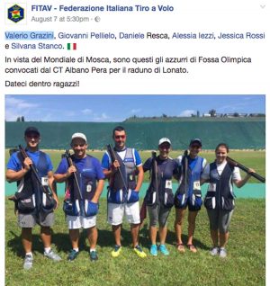 Sport - Tiro a volo - Valerio Grazini convocato ai mondiali di Mosca