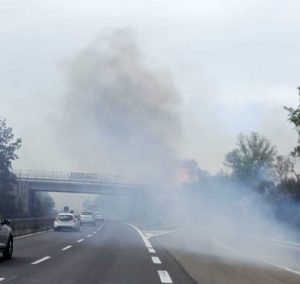Incendio sulla Cassia Bis