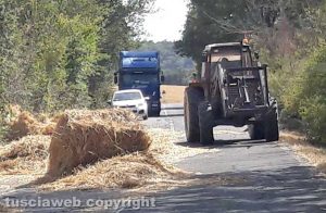 Strada Tarquiniese invasa dal fieno