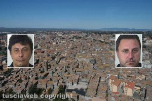 Una panoramica di Viterbo; nei riquadri, da sinistra Domenico Nucera e Alberto Corso