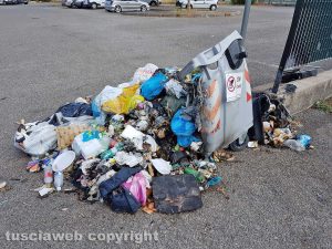 Viterbo - Via Falcone e Borsellino - Rifiuti rovesciati in strada