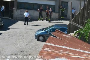 Viterbo - Muro pericolante a piazza Campoboio