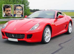 Una Ferrari 599 - Nei riquadri: Christian Panucci e Matteo Leporatti