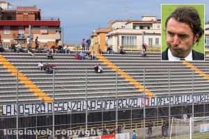 Sport - Calcio - Viterbese - La curva Nord senza ultras - Nel riquadro: Bertotto