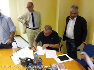 Al centro Valerio Fabi e Silvio Cappelli di Unisin (Ubi Banca)