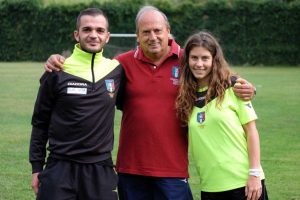 Sport - Calcio - Il presidente dell'Aia Viterbo Gasbarri con due giovani associati