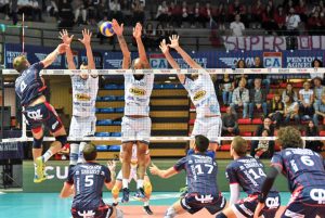 Un momento del match del Tuscania volley contro Bergamo