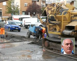 Viterbo - I lavori e il traffico sulla Teverina - Nel riquadro: L'assessore Alvaro Ricci
