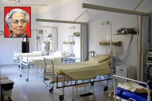 L'interno di un ospedale - Nel riquadro: Antonella Mencacci