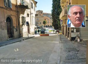 Viterbo - Lavori in via Cairoli - Nel riquadro Alvaro Ricci