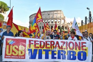 Una manifestazione dell'Usb a Roma