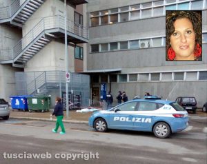 Viterbo - La polizia sul luogo della tragedia - Nel riquadro: Laura Chiovelli