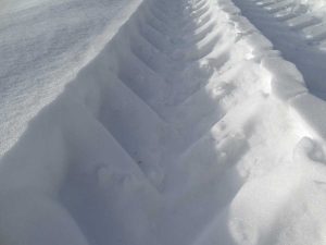 Tracce di pneumatico sulla neve